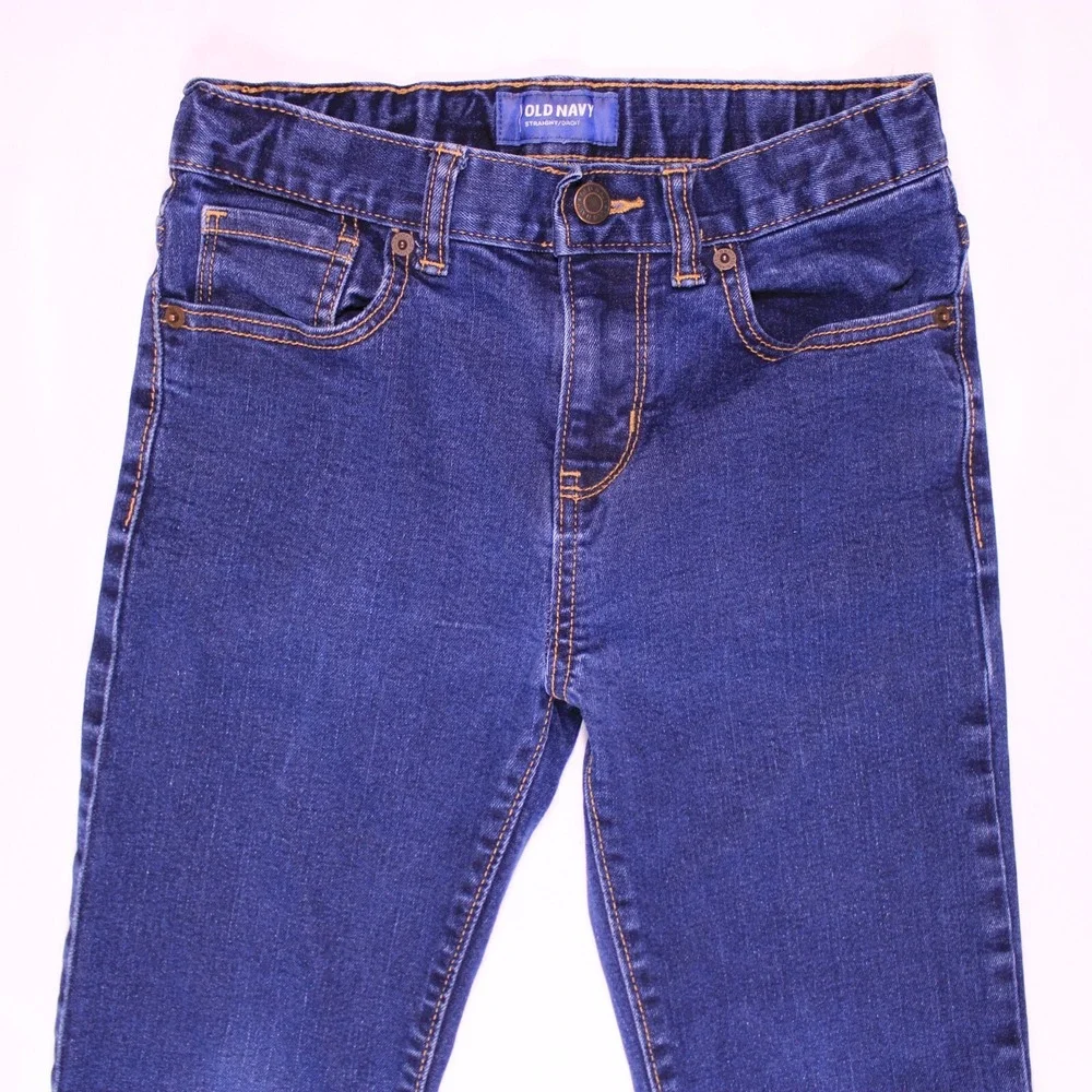 Old‎ Navy Straight Jeans Kids 12 Reg Dark Wash Denim Casual Adjustable Waistband